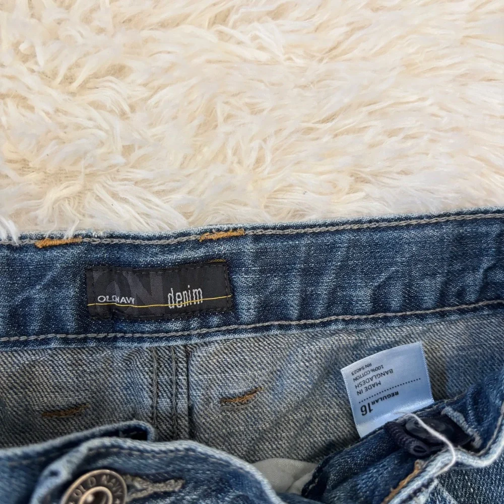 Old Navy Denim Carpenter Shorts Boys 16 Medium Wash Blue Utility Jeans 27 Waist